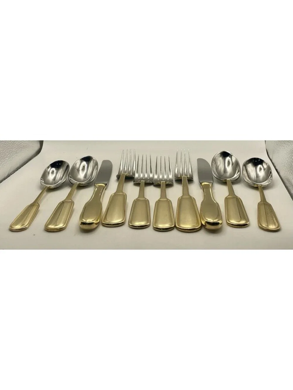 (4) Ralph Lauren PELHAM GOLD Stainless China 5pc Place Setting 20pcs